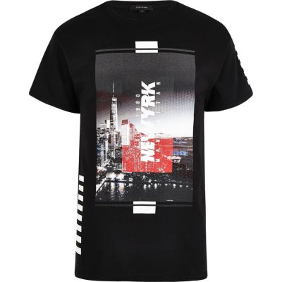Black New York photo print T-shirt